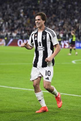 Juventus FC v PSV Eindhoven - UEFA Champions League Kenan Yildiz of Juventus FC celebrates during the UEFA Champions League football match between Juventus FC and PSV Eindhoven. Turin Italy Copyright: xNicolòxCampox