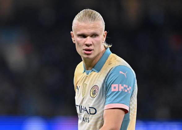 UEFA Champions League league stage Manchester City v Inter Milan Erling Haaland of Manchester City during the UEFA Champions League league stage match Manchester City vs Inter Milan at Etihad Stadium, Manchester, United Kingdom, 18th September 2024 (Photo by Cody Froggatt News Images) Manchester Etihad Stadium Manchester United, ManU Kingdom Copyright: xCodyxFroggatt NewsxImagesx