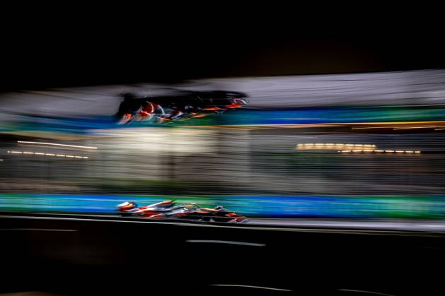 MARINA BAY, SINGAPORE: Lando Norris, racing for the McLaren F1 team during the 2024 Formula 1 Singapore Grand Prix at the Marina Bay Street Circuit in Marina Bay, Singapore