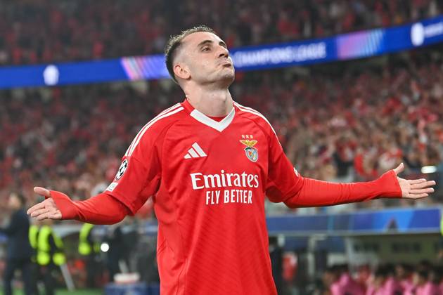Portugal, Lisbon 2 October 2024 Uefa Champions League phase 2024 25 Matchday 2, S L Benfica Atletico de Madrid v l , Kerem Aktürkoglu S L Benfica Torjubel, Goal celebration, celebrate the goal Copyright: JoaquimxFerreira