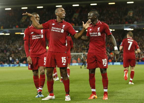 Liverpool v Paris Saint-Germain - UEFA Champions League - Group C - Anfield September 18, 2018 - Liverpool, United Kingdom - Liverpool forward Daniel Sturridge celebrates scoring the first goal during the UEFA Champions League - Group C match at the Anfield Stadium, Liverpool. Picture date 18th September 2018. Picture credit should read: Andrew Yates Sportimage Liverpool United Kingdom EDITORIAL USE ONLY Copyright: xx ZUMA-20180918_zaf_si1_044.jpg AndrewxYatesx csmphototwo436454