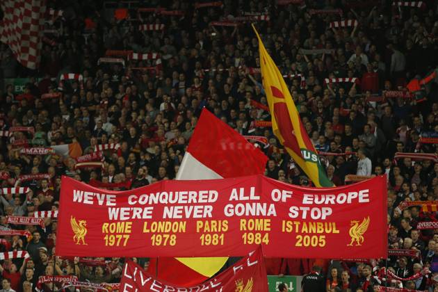 Liverpool v Paris Saint-Germain - UEFA Champions League - Group C - Anfield September 18, 2018 - Liverpool, United Kingdom - Liverpool Spion Kop before kick off during the UEFA Champions League - Group C match at the Anfield Stadium, Liverpool. Picture date 18th September 2018. Picture credit should read: Andrew Yates Sportimage Liverpool United Kingdom EDITORIAL USE ONLY Copyright: xx ZUMA-20180918_zaf_si1_014.jpg AndrewxYatesx csmphototwo436627
