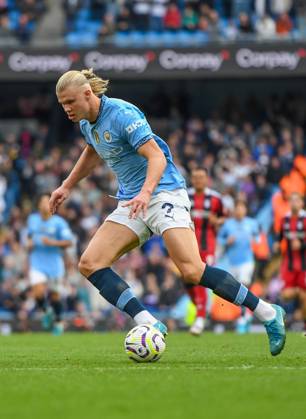 Manchester City v Fulham Premier League Erling Haaland of Manchester City during the Premier League match at the Etihad Stadium, Manchester UK Newspapers OUT Copyright: xKarlxVallantinex FIL-20724-0041