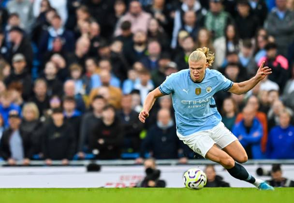 Manchester City v Fulham Premier League Erling Haaland of Manchester City during the Premier League match at the Etihad Stadium, Manchester UK Newspapers OUT Copyright: xKarlxVallantinex FIL-20724-0061
