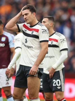 Football - 2024 2025 Premier League - Aston Villa vs Manchester United, ManU - Villa Park - Sunday 6th October 2024 Harry Maguire of Manchester United looks dejected