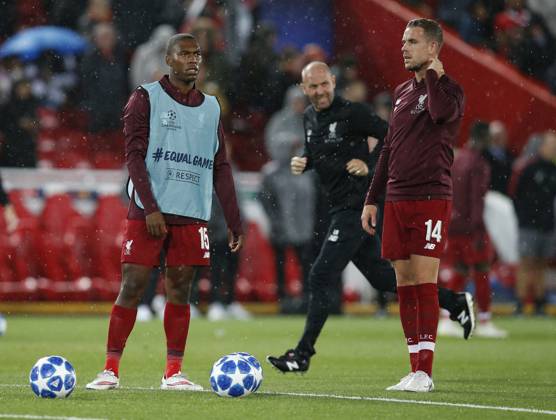 Liverpool v Paris Saint-Germain - UEFA Champions League - Group C - Anfield September 18, 2018 - Liverpool, United Kingdom - Liverpool forward Daniel Sturridge and Liverpool midfielder Jordan Henderson warm up before the UEFA Champions League - Group C match at the Anfield Stadium, Liverpool. Picture date 18th September 2018. Picture credit should read: Andrew Yates Sportimage Liverpool United Kingdom EDITORIAL USE ONLY Copyright: xx ZUMA-20180918_zaf_si1_012.jpg AndrewxYatesx csmphototwo437290