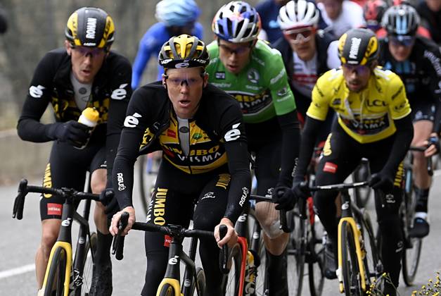 Paris - Nice 2022 - stage 8 NICE, FRANCE - MARCH 13 : Kruijswijk Steven (NED) of Team Jumbo-Visma, Dennis Rohan (AUS) of Team Jumbo-Visma, Van Aert Wout (BEL) of Team Jumbo-Visma & Roglic Primoz (SLO) of Team Jumbo-Visma during stage 8 and final stage of the 80th edition of the Paris - Nice cycling race, a stage of 115,6km with start and finish in Nice on March 13, 2022 in Nice, France, 13 03 2022 ( Motordriver Kenny Verfaillie - Nice France  Copyright: xNicoxVereeckenx 10971685-050