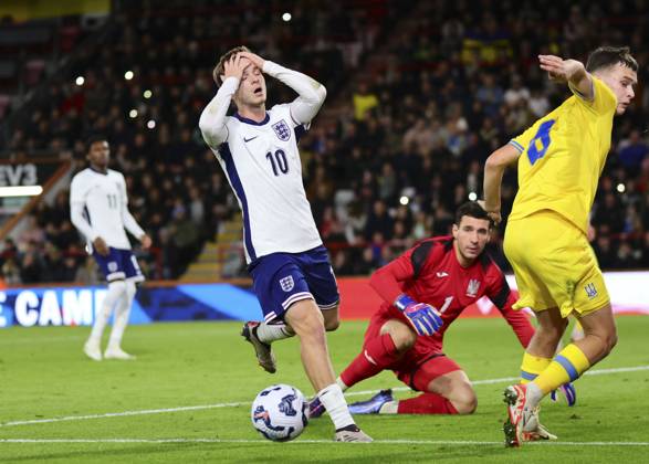 11th October 2024; Vitality Stadium, Bournemouth, Euro 2025 Group F Qualifier Football, England U21s versus Ukraine U21s; McAtee of England holds his head as his shot is blocked from close in  ActionPlus12702427 HongboxChen