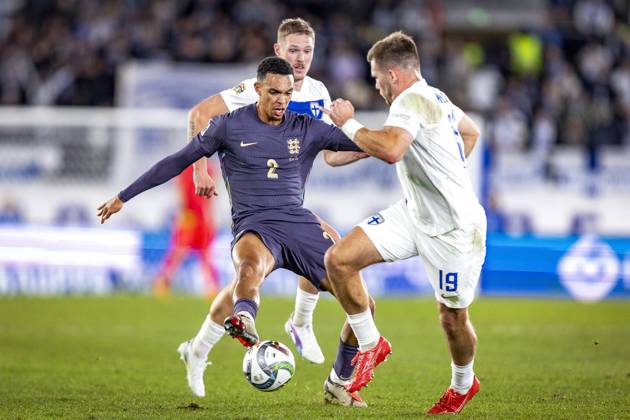 Trent Alexander-Arnold. Of England and Benjamin Källman of Finland during the UEFA Nations League Group B2 match between Finland and England at the Helsinki Olympic Stadium 13. October 2024 in Helsinki, Finland. (Mauri Forsblom Newspix24) Copyright: xKallexParkkinenx NP24_02812393