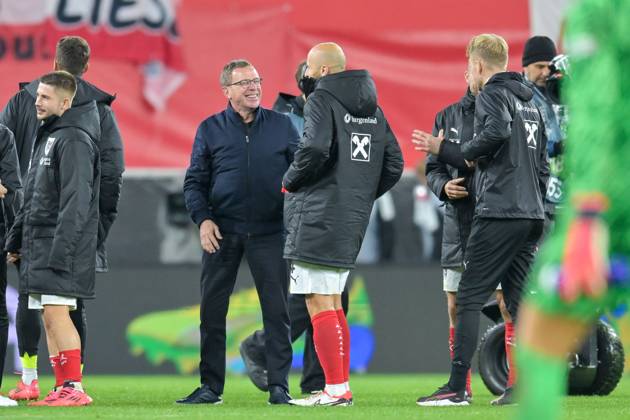 SOCCER - NL, AUT vs NOR LINZ,AUSTRIA,13.OCT.24 - SOCCER - UEFA Nations League, group stage, OEFB international match, Länderspiel, Nationalmannschaft Austria vs Norway. Image shows the rejoicing of head coach Ralf Rangnick (AUT). GEPAxpictures xDanielaxMoser
