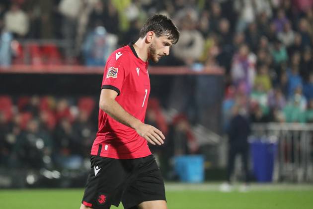 Khvicha Kvaratskhelia of Georgia during the UEFA Nations League match between Georgia and Albania at the Mikheil Meskhi Stadium on October 14, 2024 in Tbilisi, Georgia. Tbilisi Mikheil Meskhi Stadium, Ilia Chavchavadze Avenue, Zemo Vake, Vake, Vake District, Tbilisi, 1062, Georgia Georgia Copyright: xArturxStabulnieksx 771539