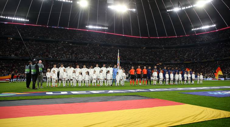 BAU 14 10 2024 Munich International soccer match Germany vs Netherlands, feature, the teams during the national anthem