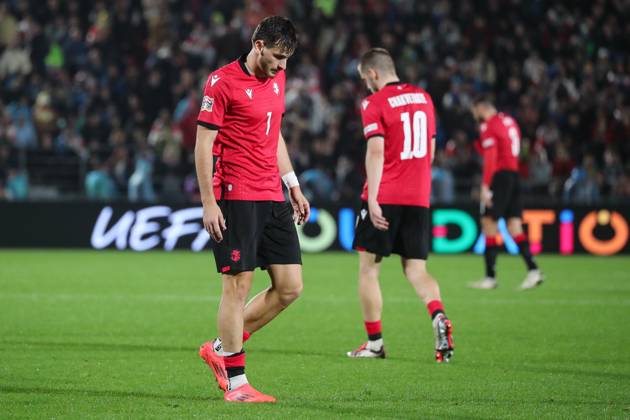 Khvicha Kvaratskhelia of Georgia during the UEFA Nations League match between Georgia and Albania at the Mikheil Meskhi Stadium on October 14, 2024 in Tbilisi, Georgia. Tbilisi Mikheil Meskhi Stadium, Ilia Chavchavadze Avenue, Zemo Vake, Vake, Vake District, Tbilisi, 1062, Georgia Georgia Copyright: xArturxStabulnieksx 771849