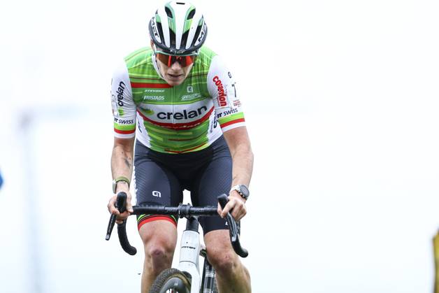 Belgian Marion Norbert Riberolle pictured in action during the women s elite race of the Exact Cross Essen, stage 2 (out of 6) in the Exact Cross cyclocross competition, Saturday 19 October 2024, in Essen. KRISTOFxVANxACCOM  x102963889x
