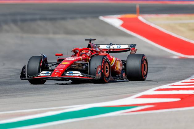 AUSTIN, TX - OCTOBER 19: Charles Leclerc (16) of Morocco and team Scuderia Ferrari drives during the Sprint Race at the Formula 1 Pirelli United States Grand Prix on October 19, 2024 at the Circuit of The Americas in Austin, TX. (Photo by Bob Kupbens Icon Sportswire) AUTO: OCT 19 F1 Pirelli United States Grand Prix EDITORIAL USE ONLY Icon2410190931