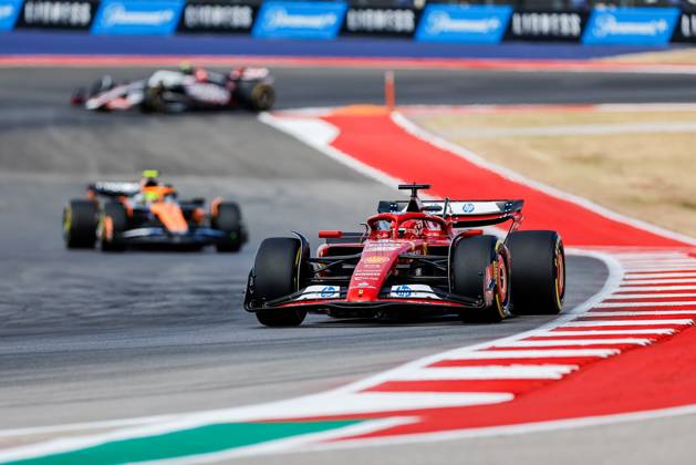 AUSTIN, TX - OCTOBER 19: Charles Leclerc (16) of Morocco and team Scuderia Ferrari drives during the Sprint Race at the Formula 1 Pirelli United States Grand Prix on October 19, 2024 at the Circuit of The Americas in Austin, TX. (Photo by Bob Kupbens Icon Sportswire) AUTO: OCT 19 F1 Pirelli United States Grand Prix EDITORIAL USE ONLY Icon2410191041