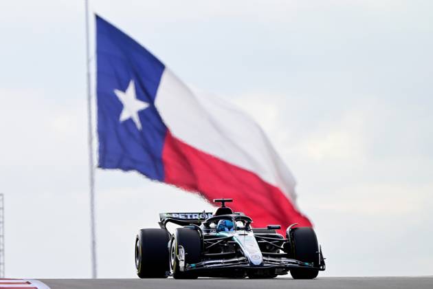 18 10 2024, xrarjax, Motorsport FIA Formula 1, Grand Prix of the USA 2024 emspor, v l Sprint Qualifying George Russell Mercedes AMG Petronas starting number 63 FIA REGULATIONS PROHIBIT ANY USE OF PHOTOGRAPHS as IMAGE SEQUENCES and or QUASI VIDEO Austin