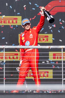 AUSTIN, TX - OCTOBER 20: Charles Leclerc (16) of Morocco and team Scuderia Ferrari walks off the podium after the Formula 1 Pirelli United States Grand Prix on October 20, 2024 at the Circuit of The Americas in Austin, TX. (Photo by Bob Kupbens Icon Sportswire)(Photo by Bob Kupbens Icon Sportswire) AUTO: OCT 20 F1 Pirelli United States Grand Prix EDITORIAL USE ONLY Icon2410202061