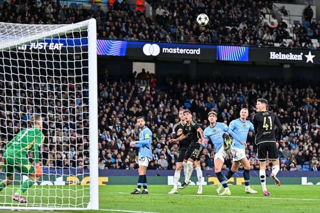 UEFA Champions League, League Stage Manchester City v Sparta Prague John Stones of Manchester City scores a goal to make it 3-0 during the UEFA Champions League, League Stage Manchester City v Sparta Prague at Etihad Stadium, Manchester, United Kingdom, 23rd October 2024 (Photo by Cody Froggatt News Images) Manchester Etihad Stadium Manchester United, ManU Kingdom Copyright: xCodyxFroggatt NewsxImagesx