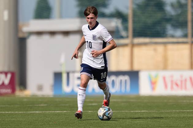 TA™ QALI, MALTA - OCTOBER 24: Finlay Gorman of England is in action during the UEFA European Under-17 Championship 2025 Group 1 qualifying soccer match between England and Malta at the Centenary Stadium, Ta™ Qali, Malta on October 24, 2024. England v Malta - Under-17 Championship UEFA Qualifying 2025 UEFA_U17_QLFY_25