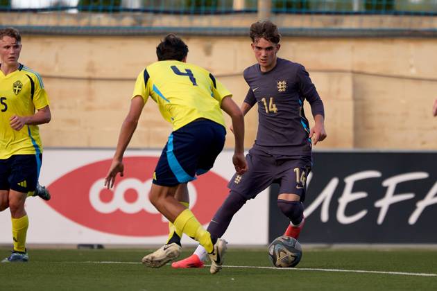 TA™ QALI, MALTA - OCTOBER 30: Max Dowman of England is in action during the UEFA European Under-17 Championship 2025 Group 1 qualifying soccer match between Sweden and England at the Centenary Stadium, Ta™ Qali, Malta on October 30, 2024. Sweden v England Under-17 Championship UEFA Qualifying 2025 UEFA_U17_QLFY_25