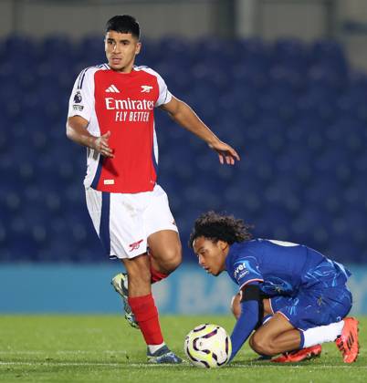 - Chelsea U21, U 21 v Arsenal U21, Premier League 2, Kingsmeadow Stadium, London, UK - 1st November 2024. Salah Eddine Oulad M Hand of Arsenal U21 - Chelsea U21 v Arsenal U21, Premier League 2, Kingsmeadow Stadium, London, UK - 1st November 2024. By Daniel Weir Crystal Pix. London Kingsmeadow Stadium UK Copyright: xDanielxWeirx xCrystalxPixx CP_Chelsea_U21_Arsenal_U21_99