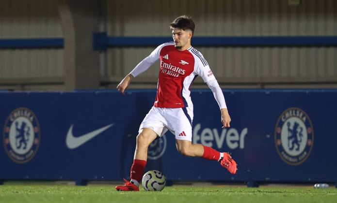 - Chelsea U21, U 21 v Arsenal U21, Premier League 2, Kingsmeadow Stadium, London, UK - 1st November 2024. Elian Quesada-Thorn of Arsenal U21. - Chelsea U21 v Arsenal U21, Premier League 2, Kingsmeadow Stadium, London, UK - 1st November 2024. By Daniel Weir Crystal Pix. London Kingsmeadow Stadium UK Copyright: xDanielxWeirx xCrystalxPixx CP_Chelsea_U21_Arsenal_U21_121