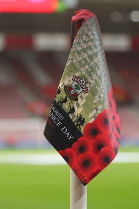 Football - 2024 2025 Premier League - Southampton vs Everton - St Mary™s Stadium - Saturday 2nd November 2024 A Remembrance Day corner flag before kick off at St Mary™s Stadium COLORSPORT Shaun Boggust