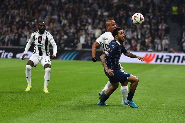 Joao Mario (18) of Besiktas JK and Sergio Pena (8) of Malmö FF during the UEFA Europa League 2024 25 League Phase MD4 match between Besiktas JK and Malmö FF at Besiktas Park on November 6, 2024 in Istanbul, Turkey. (Photo by Seskimphoto ) Besiktas JK v Malmö FF -- UEFA Europa League 2024 25 League match