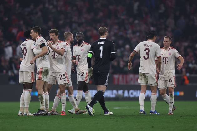 Munich, Alianz Arena UEFA Champions League 2024 25 on 6 11 2024 Matchday 4 FC Bayern Munich SL Benfica v l , FC Bayern Munich celebrates victory DFL DFB REGULATIONS PROHIBIT ANY USE OF PHOTOGRAPHS as IMAGE SEQUENCES and or QUASI VIDEO Copyright: JoaquimxFerreira