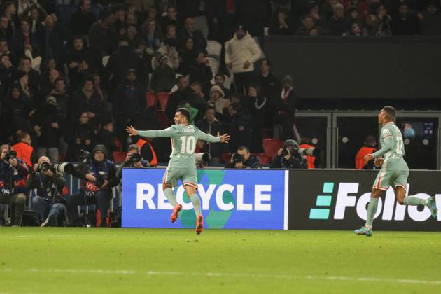 France - UEFA Champions League Paris Saint Germain vs. Atletico de Madrid - 06 11 2024 FRANCE, PARIS, NOVEMBER 06. Angel Correa of Atletico de Madrid celebrates after scoring the winning goal during the UEFA Champions League football match between Paris Saint Germain and Atletico de Madrid on November 06, 2024 at Parc des Princes in Paris, France. Photo by Manuel Blondeau AOP.Press Paris Parc des Princes France Copyright: x ManuelxBlondeau AOP.Pressx AOP20241106-0012