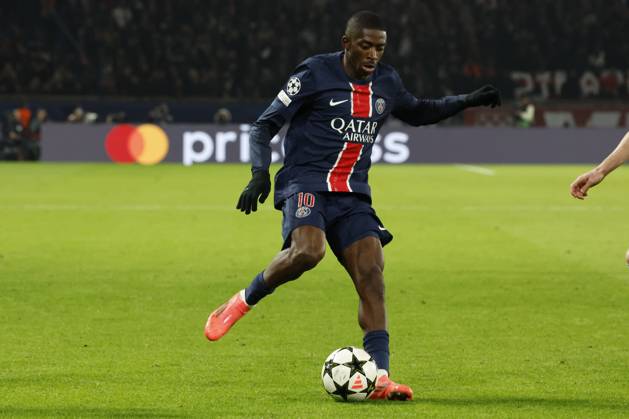 Football : PSG - Atletico Madrid (1-2). 6 Novembre 2024 - Paris, France : PSG vs Atletico Madrid dans la premiere phase de la Ligue des Champions de football. Atleico Madrid bat PSG 2-1. Ousmane Dembele (Paris en maillot bleu) ici en action. (Photo Henri Szwarc Starface) 311231 2024-11-06 Paris France Copyright: xHenrixSzwarcx xStarfacex STAR_311231_057
