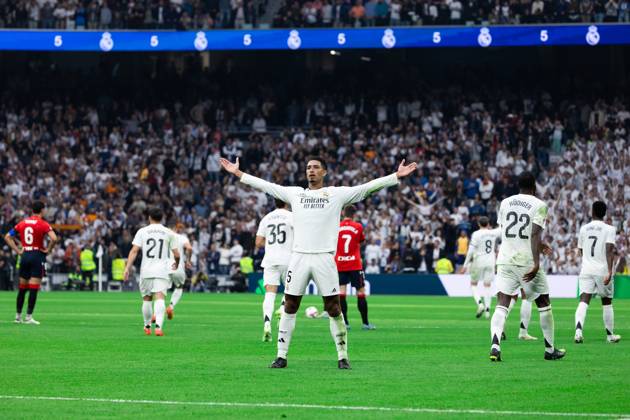 Real Madrid CF vs CA Osasuna - LaLiga EA Sports MADRID, SPAIN, NOVEMBER 9: Jude Bellingham of Real Madrid CF celebrating after scoring his goal during the LaLiga EA Sports match between Real Madrid CF and CA Osasuna at Estadio Santiago Bernabeu on November 9, 2024 in Madrid, Spain. Madrid Estadio Santiago Bernabeu Madrid Spain Copyright: xAlexxPerezx RealMadridCAOsasuna-9NOV124