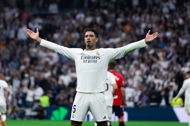 Real Madrid CF vs CA Osasuna - LaLiga EA Sports MADRID, SPAIN, NOVEMBER 9: Jude Bellingham of Real Madrid CF celebrating after scoring his goal during the LaLiga EA Sports match between Real Madrid CF and CA Osasuna at Estadio Santiago Bernabeu on November 9, 2024 in Madrid, Spain. Madrid Estadio Santiago Bernabeu Madrid Spain Copyright: xAlexxPerezx RealMadridCAOsasuna-9NOV125