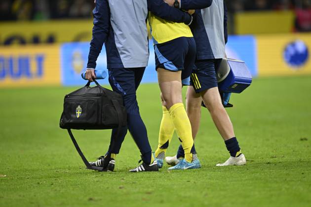 STOCKHOLM , SWEDEN 20241116 Swedens Victor Nilsson Lindelöf injured, leaves the pitch, during Saturdays UEFA Nations League Group 1 Division C soccer match between Sweden and Slovakia at the National Arena, Strawberry Arena in Stockholm STOCKHOLM SWEDEN x10050x  Copyright: xPontusxLundahl TTx NATIONS LEAGUE SVERIGE-SLOVAKIEN
