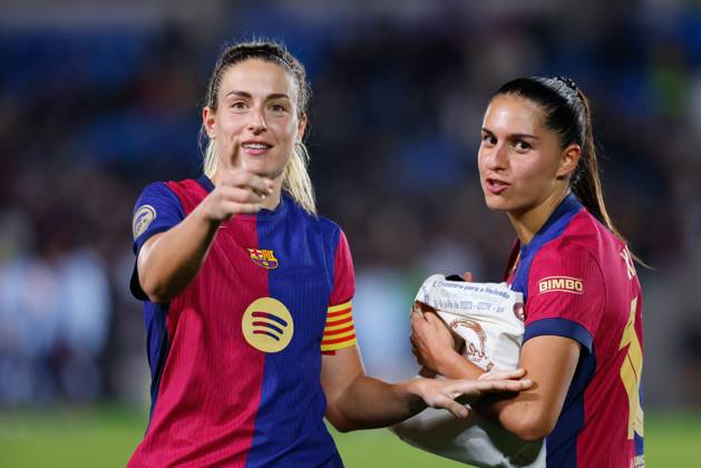 November 16, 2024, Valdebebas, Madrid, SPAIN: Francisca Nazareth and Alexia Putellas of FC Barcelona, Barca look on during the Spanish Women League, Liga F, football match played between Real Madrid and FC Barcelona at Alfredo Di Stefano stadium on November 16, 2024, in Valdebebas, Madrid, Spain. Valdebebas SPAIN - ZUMAa181 20241116_zaa_a181_373 Copyright: xDennisxAgyemanx