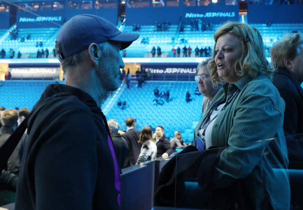 New event uploaded by calabro on 11-16-2024 21:2 Turin - Tennis, Nitto ATP, Tennis Herren Finals, Siglinde, Jannik Sinner s mother, with Darren Cahill, Turin, November 16, 2024. Photo Felice Calabro™ Editorial Usage Only Italy Copyright: xIPA ABACAx
