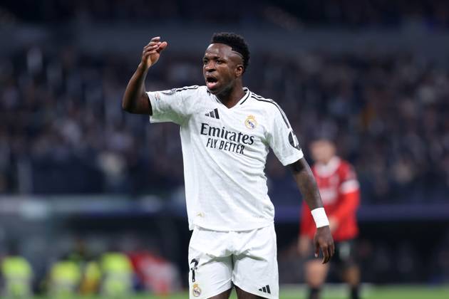 VINICIUS JUNIOR JR VINI JR, Champions League 2024-25, Real Madrid-Milan 1-3, azione, action, single shot, gesti CHAMPIONS LEAGUE 2024-25 REAL MADRID-MILAN 1-3