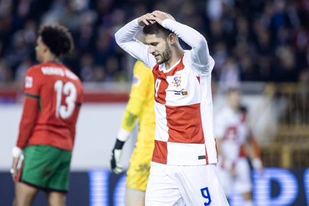 November 18, 2024, Split, Croatia: Nations League - League A, Group A1 - Croatia vs Portugal 1:1. - On photo Croatian Andrej Kramaric 9 and Portuguese Renato Veiga 13 and Jose Sa 12. Split Croatia - ZUMALEAG 20241118_mda_p210_401 Copyright: xMajaxPrgometx