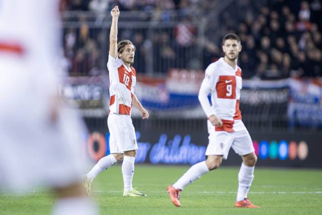 November 18, 2024, Split, Croatia: Nations League - League A, Group A1 - Croatia vs Portugal 1:1. - On photo Croatian Luka Modric 10 and Andrej Kramaric 9. Split Croatia - ZUMALEAG 20241118_mda_p210_425 Copyright: xMajaxPrgometx