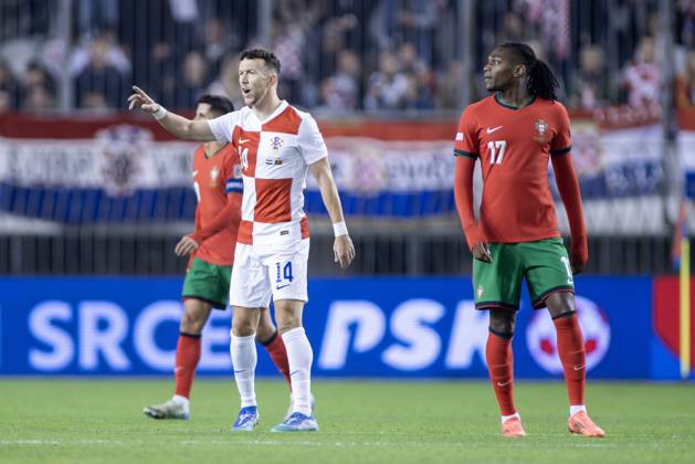 November 18, 2024, Split, Croatia: Nations League - League A, Group A1 - Croatia vs Portugal 1:1. - On photo Croatian Ivan Perisic 14 and Portuguese Rafael Leao 17. Split Croatia - ZUMALEAG 20241118_mda_p210_427 Copyright: xMajaxPrgometx