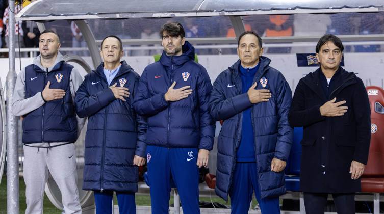 November 18, 2024, Split, Croatia: Nations League - League A, Group A1 - Croatia vs Portugal 1:1. - On photo Croatian expert staff Danijel Subasic; Marijan Mrmic; Vedran Corluka; Drazen Ladic and coach Zlatko Dalic. Split Croatia - ZUMALEAG 20241118_mda_p210_432 Copyright: xMajaxPrgometx