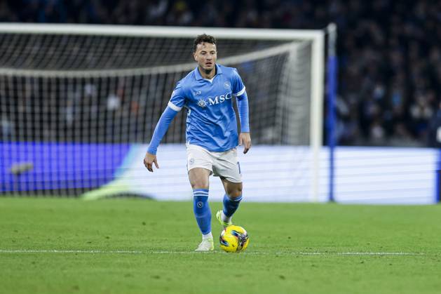 Italy: Serie a football match SSC Napoli vs AS Roma Napoli s Kosovar defender Amir Rrahmani controls the ball during the Serie A football match between SSC Napoli and AS Roma at the Diego Armando Maradona Stadium in Naples, November 24, 2024. ABPH7196 Copyright: xAntonioxBalascox