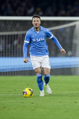 Italy: Serie a football match SSC Napoli vs AS Roma Napoli s Kosovar defender Amir Rrahmani controls the ball during the Serie A football match between SSC Napoli and AS Roma at the Diego Armando Maradona Stadium in Naples, November 24, 2024. ABPH7209 Copyright: xAntonioxBalascox