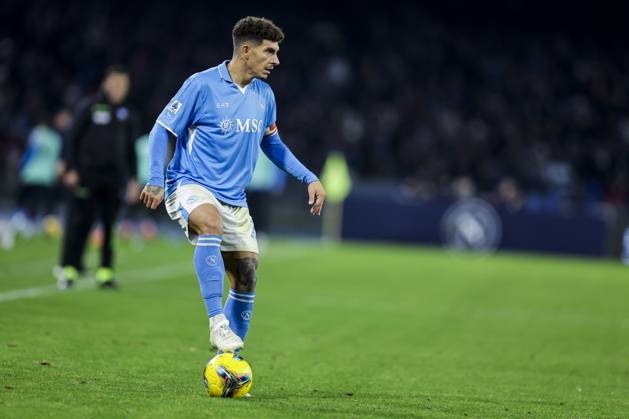 Italy: Serie a football match SSC Napoli vs AS Roma Napoli s Italian defender Giovanni Di Lorenzo controls the ball during the Serie A football match between SSC Napoli and AS Roma at the Diego Armando Maradona Stadium in Naples, November 24, 2024. ABPH7234 Copyright: xAntonioxBalascox