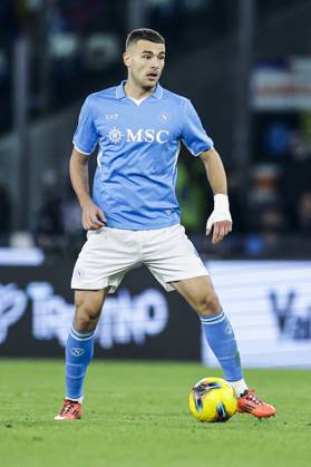 Italy: Serie a football match SSC Napoli vs AS Roma Napoli s Italian defender Alessandro Buongiorno controls the ball during the Serie A football match between SSC Napoli and AS Roma at the Diego Armando Maradona Stadium in Naples, November 24, 2024. ABPH7256 Copyright: xAntonioxBalascox