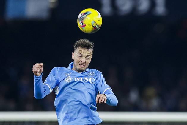 Italy: Serie a football match SSC Napoli vs AS Roma Napoli s Kosovar defender Amir Rrahmani controls the ball during the Serie A football match between SSC Napoli and AS Roma at the Diego Armando Maradona Stadium in Naples, November 24, 2024. ABPH8158 Copyright: xAntonioxBalascox