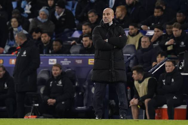 Manchester, England, 26th November 2024. Pep Guardiola, head coach of Manchester City during the UEFA Champions League match at the Etihad Stadium, Manchester. Picture credit should read: Andrew Yates Sportimage EDITORIAL USE ONLY. No use with unauthorised audio, video, data, fixture lists, club league logos or live services. Online in-match use limited to 120 images, no video emulation. No use in betting, games or single club league player publications. SPI-3484-0072