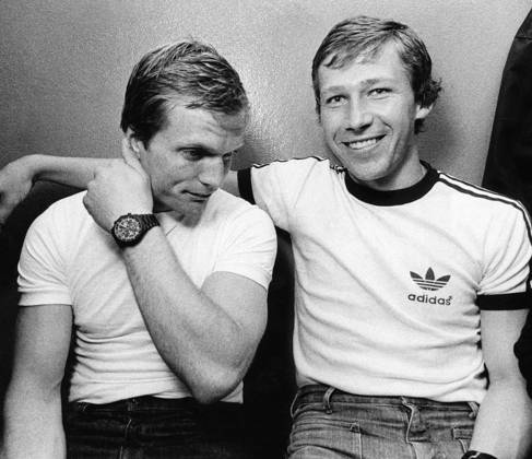 Place unknown 1976 06 16 Football players Björn Andersson and Conny Torstensson Sweden x53x  Copyright: xSven-ErikxSjöberg DN TTx ANDERSSON TORSTENSSON xx