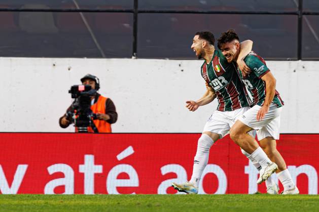 CF Estrela Amadora Vs CD Nacional in Amadora, Portugal - 10 Nov 2024 (L-R) Joao Kikas and Paulo Moreira (CF Estrela Amadora) seen celebrating a goal during the Liga Portugal game between teams of CF Estrela Amadora and CD Nacional at Estadio Jose Gomes. Final score; CF Estrela Amadora 2:0 CD Nacional Amadora Portugal Copyright: xMaciejxRogowskix xSOPAxImagesx MROGOWSKI_estrelanacional2425-35
